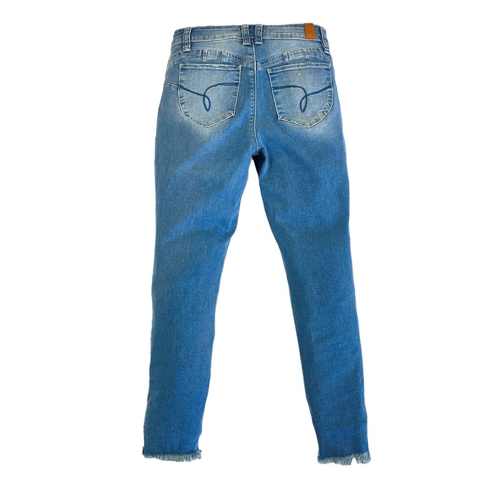 Royalty For Me Women's 6 Ankle Skinny Jeans Medium Wash Raw Hem - Picture 2 of 6